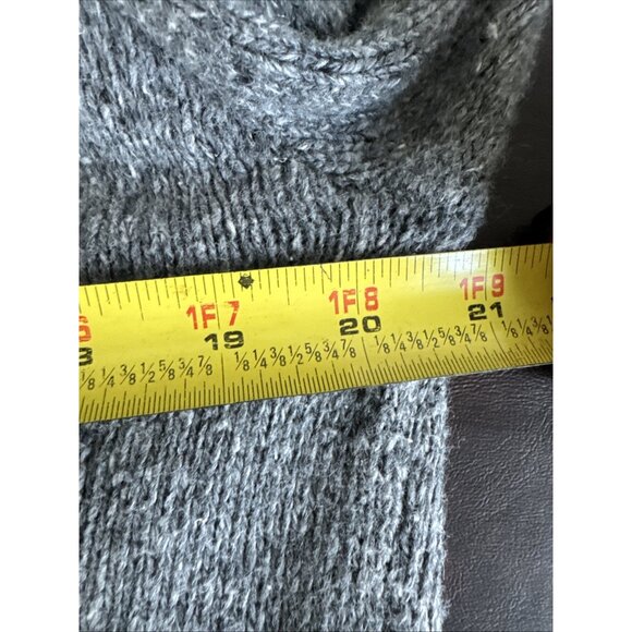 Bass Gray Knit Sweater Dress Red & White Patterned Yoke Long Sleeves Knee-Length - Picture 8 of 9